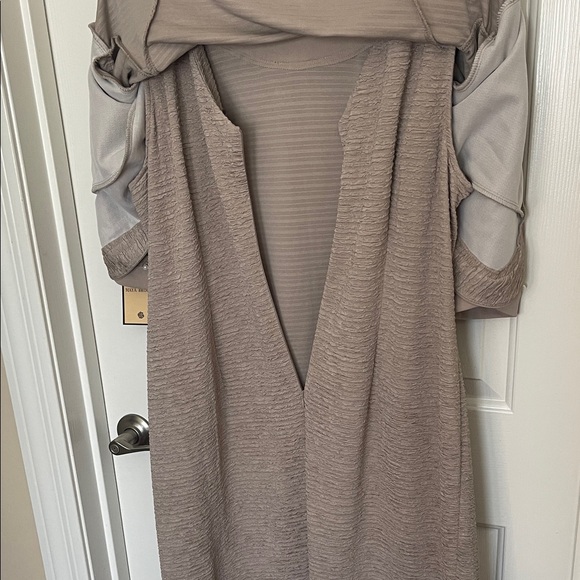 Pearl-Trim Taupe Dress and Jacket Set - Women’s Wedding Occasion - Picture 8 of 10